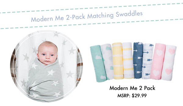 Modern Me 2 Pack Matching Swaddles. 100% cotton