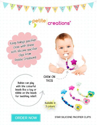 Petite Creations silicone pacifier clip
