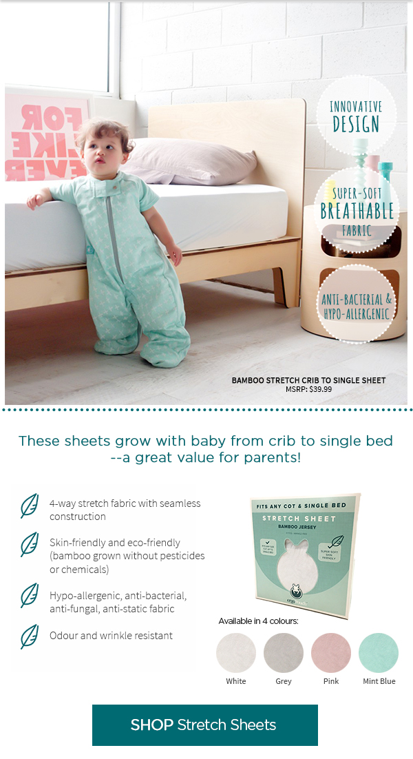 These new ergoPouch sheets grow with baby from crib to single bed--a great value for parents!