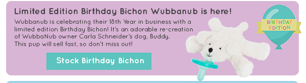 Wubbanub Birthday Bichon dog