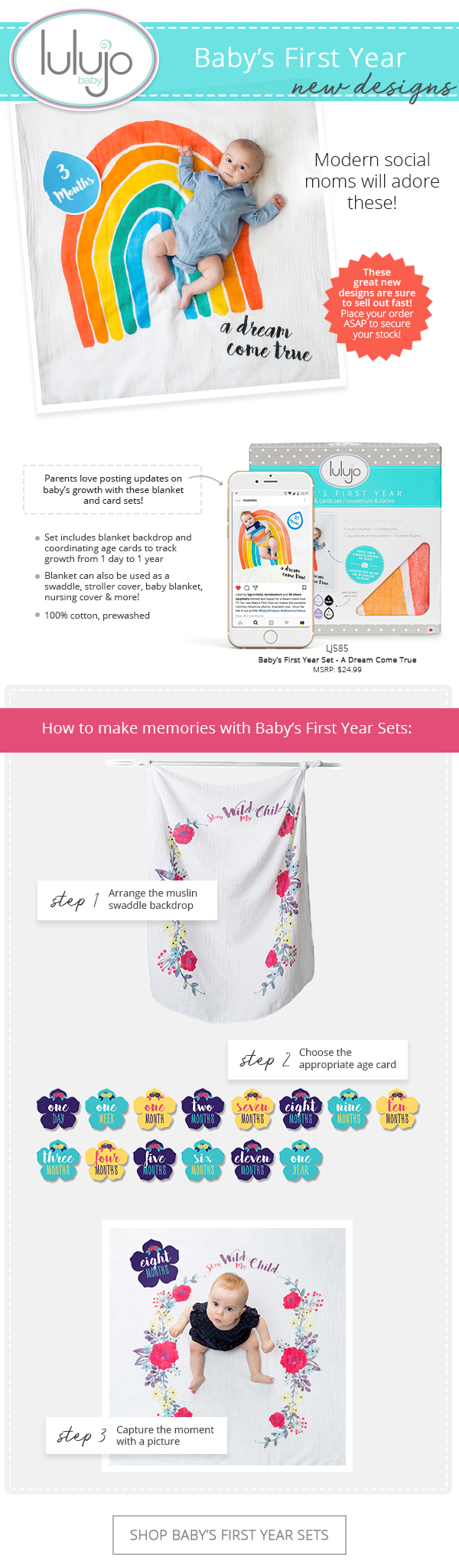 Shop Lulujo's Baby's First Year Blanket and Card sets