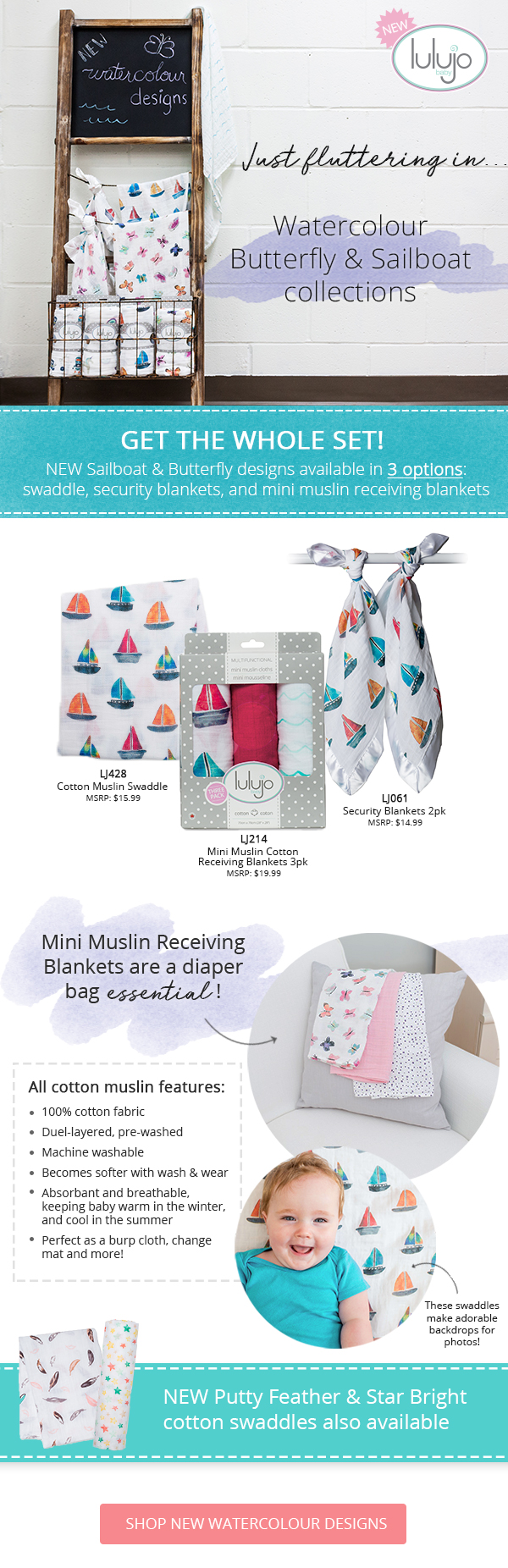 New Lulujo Sailboat and Butterfly designs