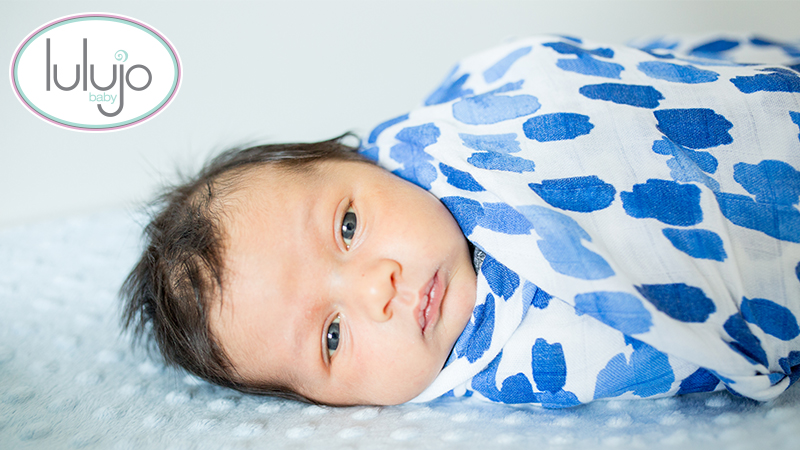 Cobalt Dashes Bamboo Swaddle Wrap Lulujo