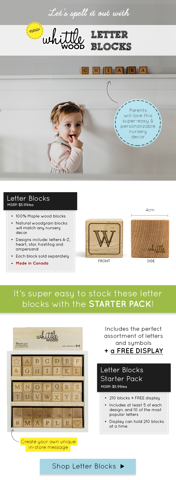 Whittle Wood letter blocks